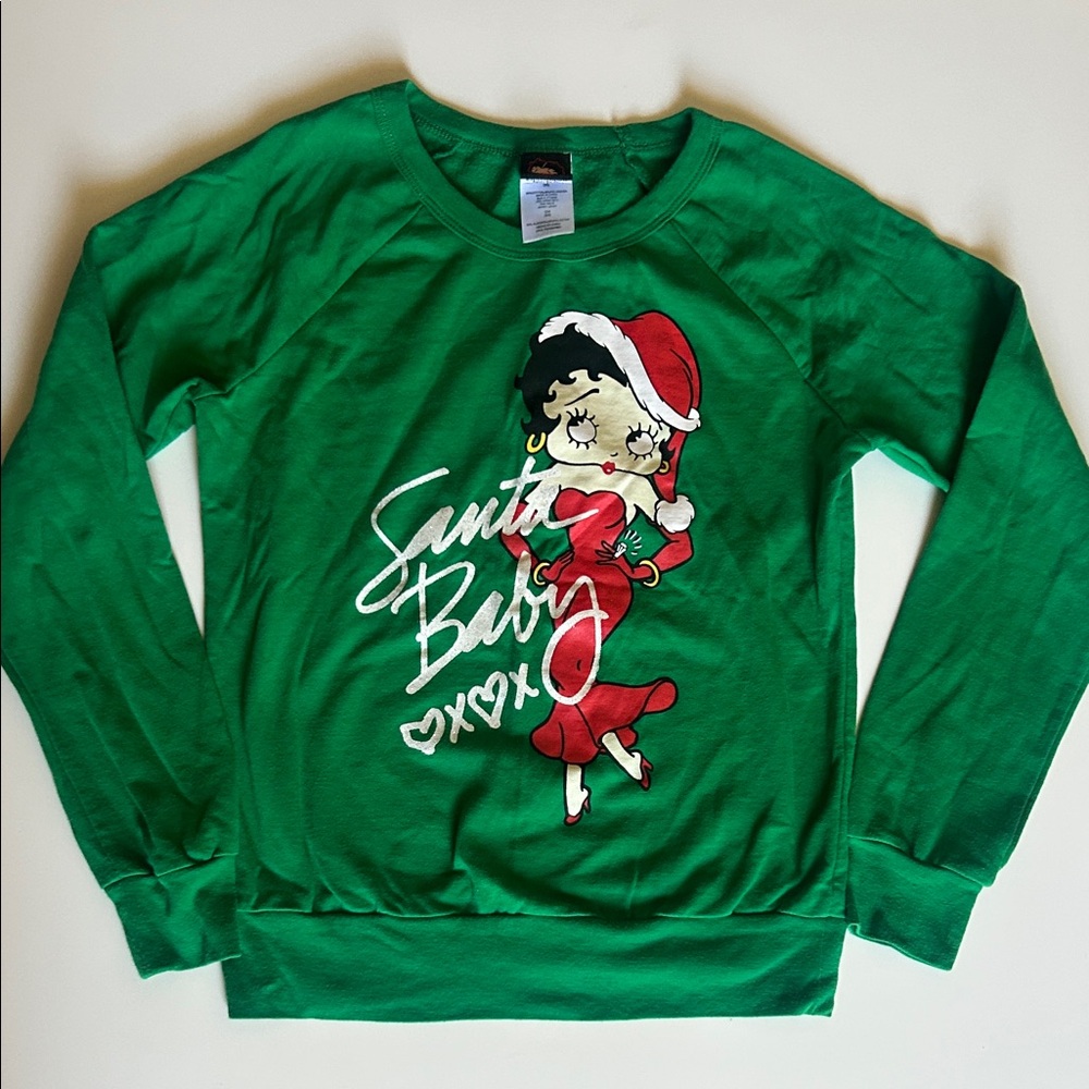 Betty Boop Christmas Sweatshirt,  Santa Baby Sweater, Size S junior (3/5)